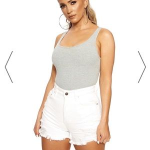 Naked wardrobe white cutout denim shorts
